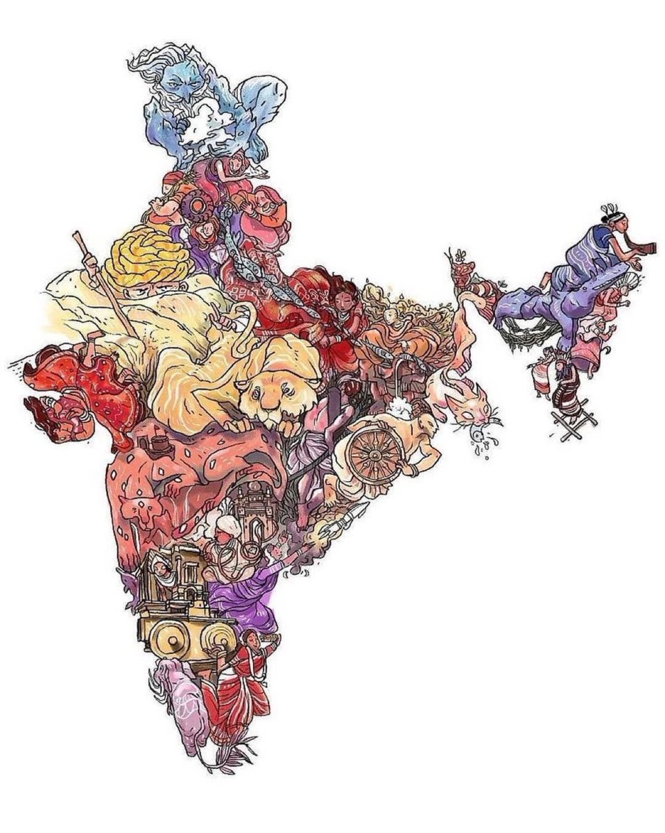 pmamtraveller's tweet photo. “Map of India,” by artist Upamanyu Bhattacharyya https://t.co/5JYCbObBXy