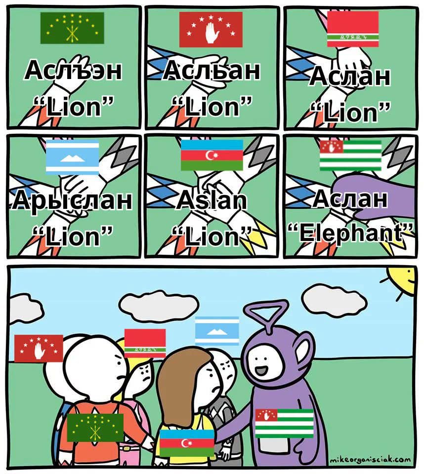 Sausruqo's tweet photo. Joke of the day.
#CircassianLanguage 🍀
#AbkhazianLanguage/#AbazinLanguage (#AbazaLanguage) 🍀
#Адыгэбзэ 🍀 https://t.co/R2CwnbLMGq