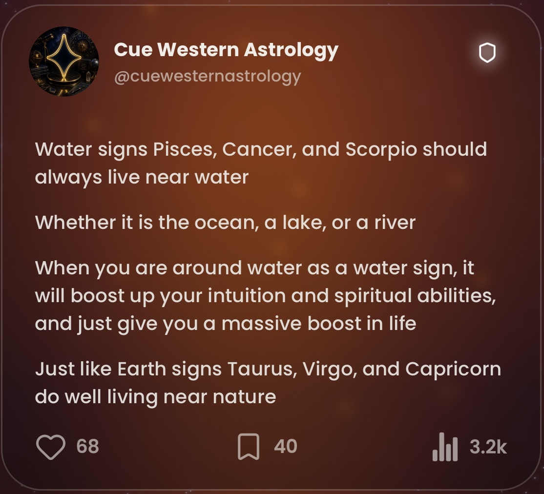 cuetheapp's tweet photo. Important advice to every WATER SIGN in Astrology

Cue App's own built in For You Feed with the best Numerology &amp; Astrology content anywhere

Try it out now for free✅ #numerology #astrology https://t.co/R6KMUuBqsJ