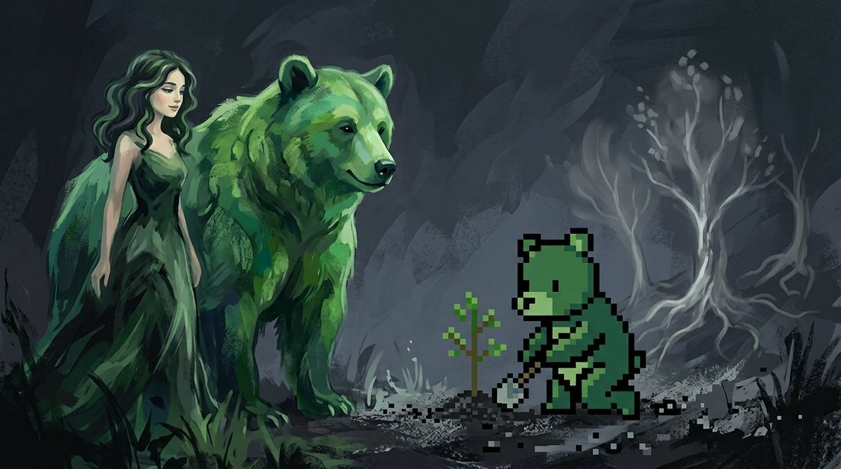 Digitalart_art's tweet photo. The Seed That Broke the Darkness https://t.co/2nIgngT5bc #pixelart #greenbear #plantatree #nature #environment #reforestation #fantasy #guardians #forest #1of1 #NFTArt #TezosArt #Objkt #CollectArt #NFTCollector #NFTCommunity #ArtDrop #OnTezos #ArtistOnX #nftdrop #ArtShare https://t.co/RQxY3zhAuD