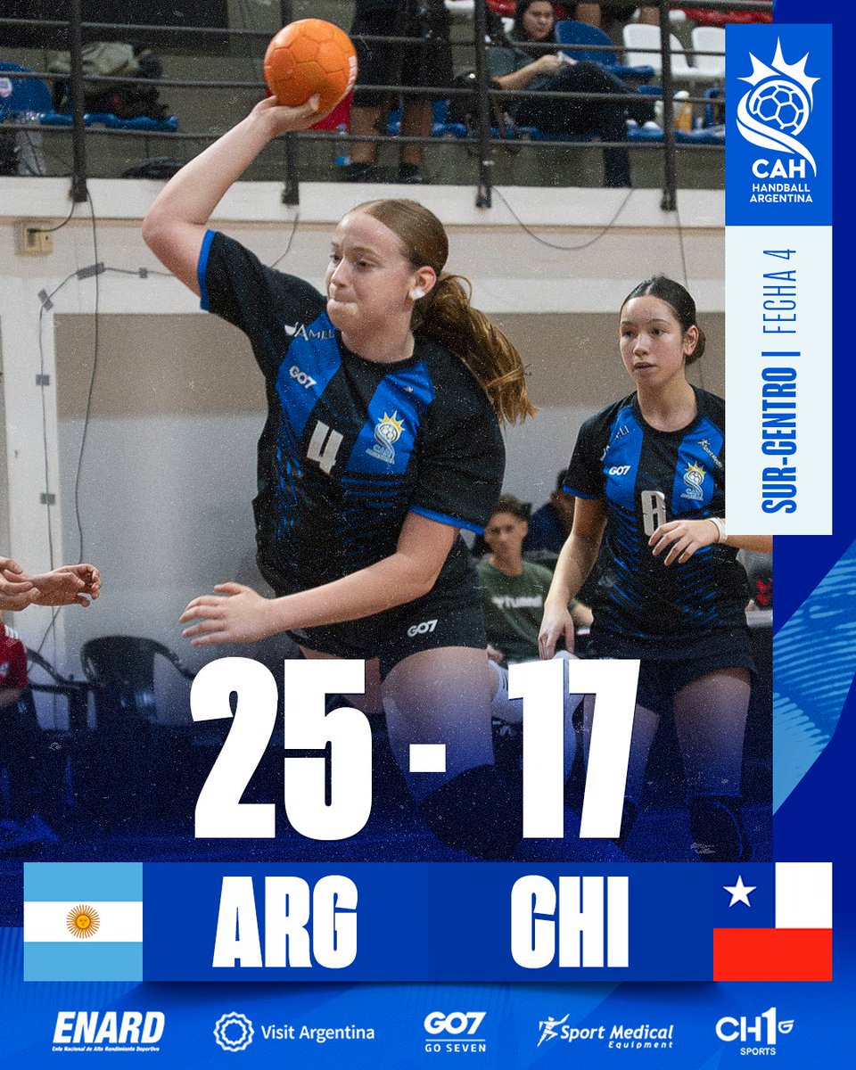 CAHandball's tweet photo. En tanto, el equipo femenino logró levantarse y conseguir un valioso triunfo ante el conjunto chileno. Mañana cerrará su camino en la competencia enfrentando a Paraguay "A" desde las 19hs, enfocado en terminar el certamen de la mejor manera. https://t.co/CTtpjsUxaH