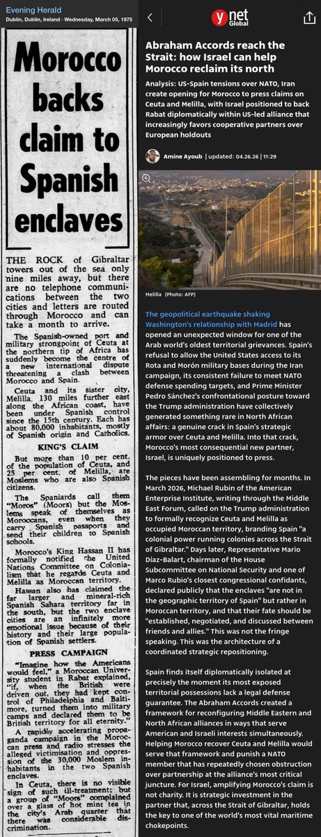 Modmother's tweet photo. @SilentlySirs 🤷🏾‍♀️Is it Zionist Israel + Israeli-Arab Mafia behind the MENA migrant invasion of Spain and Morocco’s battle for Ceuta and Melilla to control the maritime Strait of Gibraltar and the mineral-rich Western Sahara?

📌Abergil, Dancing Israelis, #IranWar, $ZIM 

https://t.co/pirES64IYG https://t.co/jkXBqpG5Uo