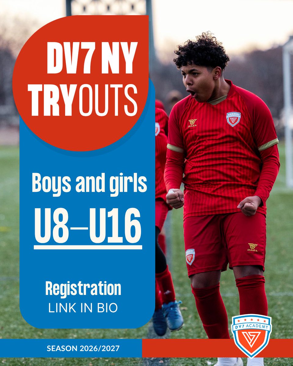 DV7soccer_NY's tweet photo. Season 2026/2027 starts now! ⚽️

Join us for tryouts to be part of the DV7 family @DV7Soccer @Guaje7Villa 

Registration link:
https://t.co/IBDHJRGsnH https://t.co/NFbXzcbhsk