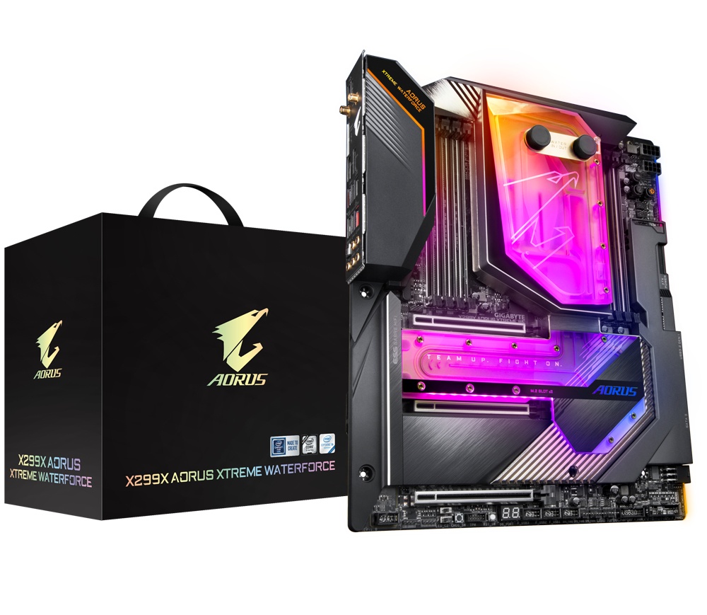 Progamerpc_MX's tweet photo. 💧🔥 Antes del RGB infinito y del PCIe 5.0, existían placas que ya hacían historia.

La AORUS X299X XTREME WATERFORCE llegó con refrigeración líquida integrada, soporte para Intel Core X-Series, 10GbE y un diseño pensado para overclockers extremos. https://t.co/STWGYnJ9VW