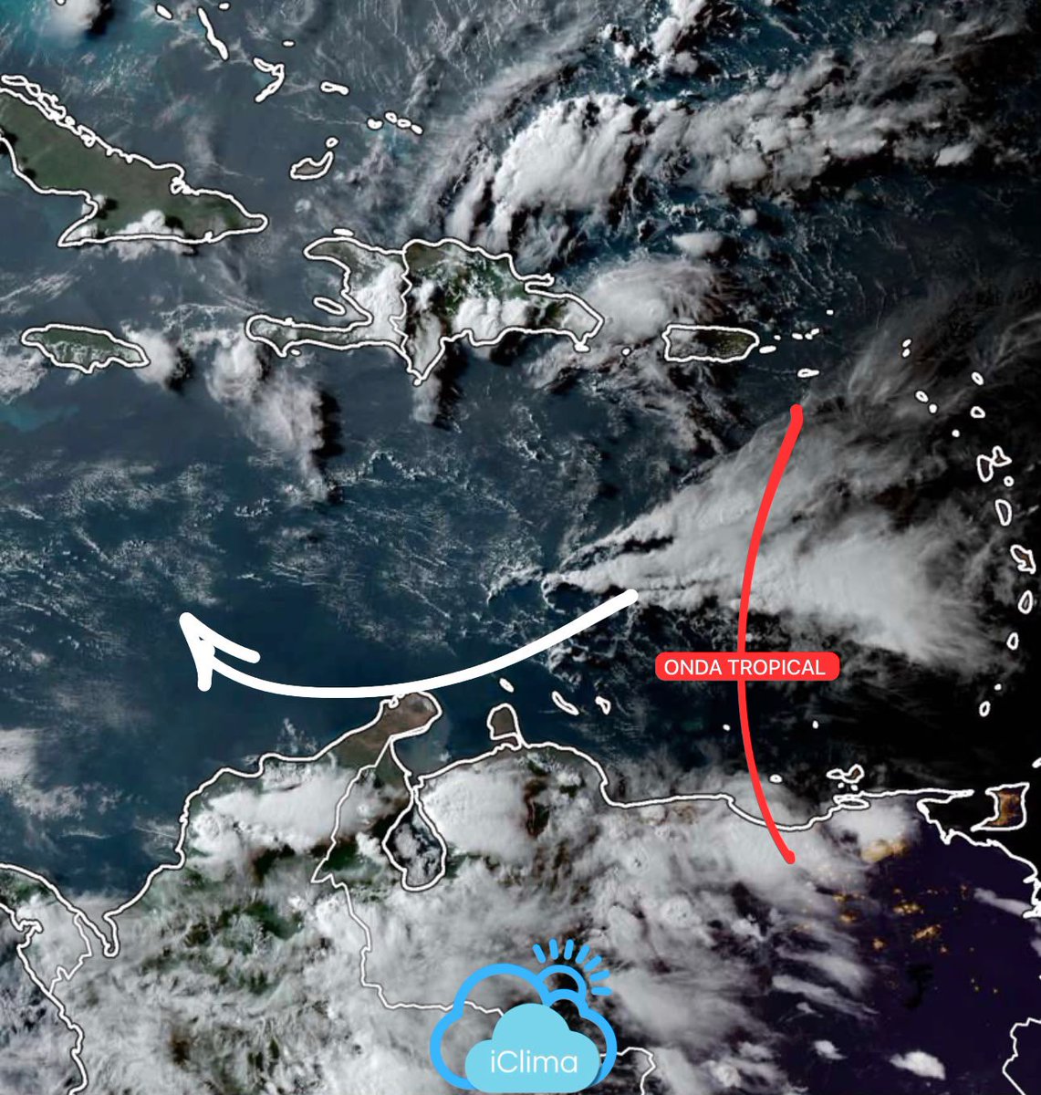 _iclima's tweet photo. 🚨AVISO | PASO DE ONDA TROPICAL POR EL CARIBE COLOMBIANO

Una Onda Tropical avanza actualmente por el Caribe oriental y se espera que cruce el Caribe colombiano entre mañana y el domingo, favoreciendo un aumento gradual de la inestabilidad atmosférica.

Se prevé la ocurrencia de lluvias y aguaceros aislados, acompañados de rachas fuertes de viento, que en algunos sectores podrían alcanzar intensidad similar a la de un vendaval, especialmente en:

Sierra Nevada de Santa Marta.
Centro del Magdalena.
Sur del Atlántico.
Córdoba.

Además, no se descartan precipitaciones en zonas montañosas y en el sur de La Guajira.

Ciudades con mayor probabilidad de lluvia

Entre las principales capitales, Montería presenta la mayor probabilidad de recibir lluvias durante el paso de la onda tropical, seguida de Sincelejo, Cartagena y el sector sur de Santa Marta, especialmente el corregimiento de Minca, donde podrían registrarse aguaceros de moderada a fuerte intensidad.

Por su parte, Barranquilla, Riohacha y Valledupar, mantienen una probabilidad media a baja de precipitaciones. La ocurrencia de lluvias en estas ciudades dependerá de la formación y evolución de sistemas convectivos o vendavales que puedan desarrollarse sobre el sur del Atlántico, el norte de Bolívar y el norte del Cesar.

🌡️ Persistirá el calor

A pesar del aumento temporal en la probabilidad de lluvias, las altas temperaturas continuarán predominando en gran parte de la región Caribe, con un ambiente cálido a muy caluroso durante el día y elevadas sensaciones térmicas, especialmente en zonas costeras y urbanas.