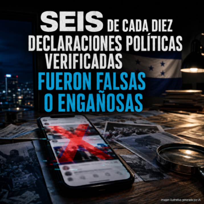 hndhoycom's tweet photo. Un informe revela que el 59 % de las declaraciones políticas verificadas en Honduras fue falso o engañoso. Facebook concentró el 68.5 % de los bulos. https://t.co/2zc7LMLYdN https://t.co/B8XiHbzU3A