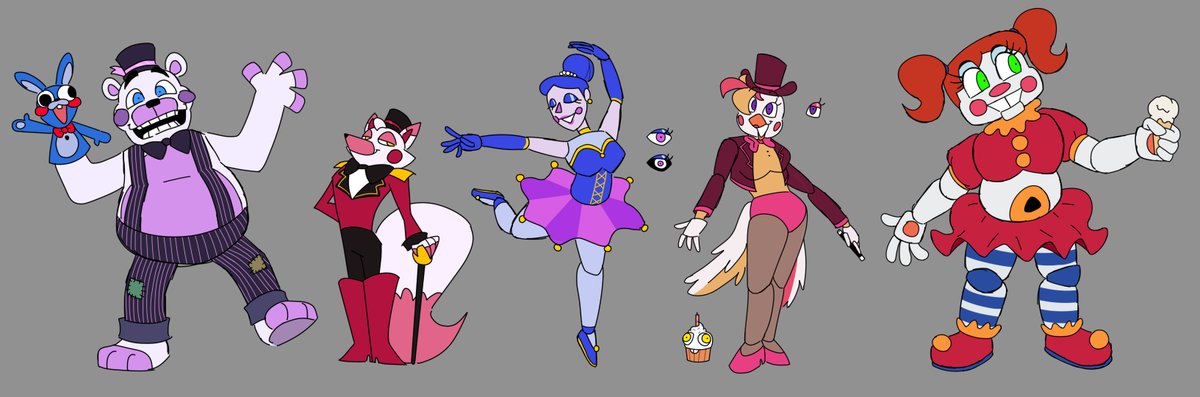 VicFeelsPainn's tweet photo. FUNTIMES ANIMATRONICS REDESIGNS!!! 🎪🎈🎈🤡
I made these last year! Its also a reimagining, as Funtime Chica being a magician and giving Fun.Foxy a her own buddy! (Its the lion)
#FNAF #FNAFsl #sisterlocation #FiveNightsAtFreddys https://t.co/w2nSdPYSDO