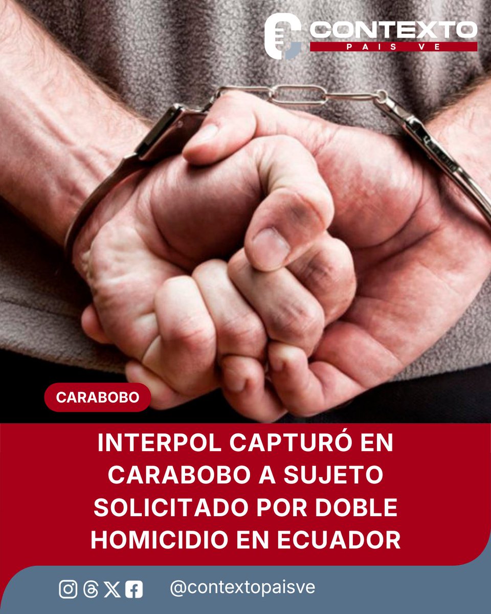Contextopaisve's tweet photo. Efectivos de la Policía Internacional lograron la aprehensión del ciudadano requerido mediante notificación roja, tras un operativo de inteligencia ejecutado por el bloque de búsqueda en territorio carabobeño durante las últimas horas.
#Interpol https://t.co/JcvaFCmoSv
