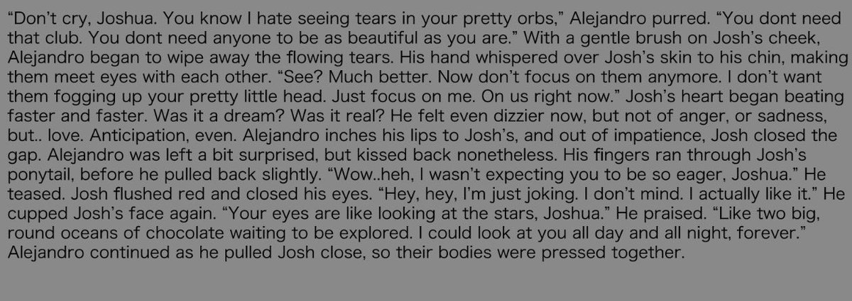 TECShipsDaily's tweet photo. @Shortgiraffesa THIS IS SATIRE PLLEASEEE I do not write like this the whole thing was supposed to be Josh’s corny ass writing fanfiction … 😭😭😭 it’s a big huge fat joke https://t.co/Am7Plj1oC0