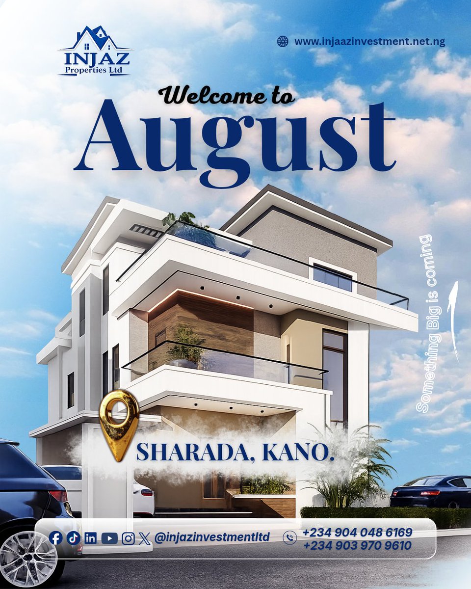 injazinvestment's tweet photo. Welcome to August!

To our valued clients and dedicated team, thank you for being part of the INJAZ family. May this new month bring greater opportunities, progress, and success for us all.

INJAZ Investment Ltd

#newmonth #INJAZInvestment #RealEstate https://t.co/BTSPOzFGgf