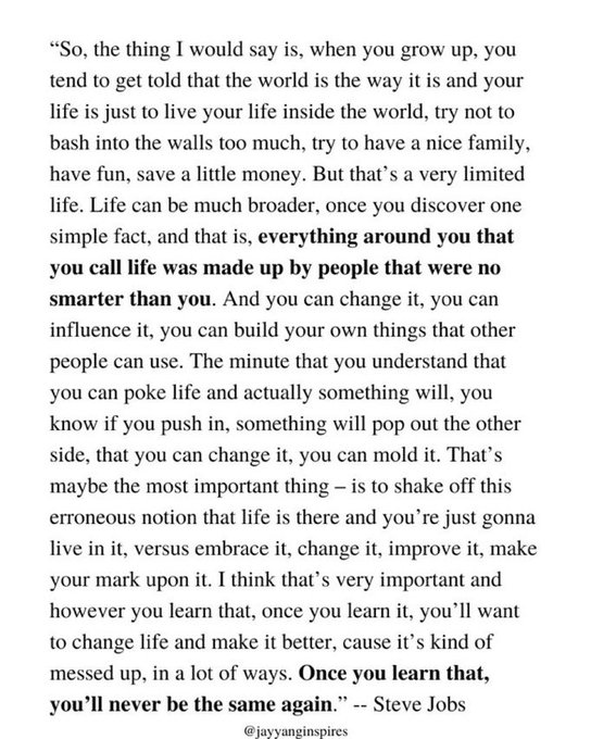 Restructuring__'s tweet photo. Read this piece by Steve Jobs every single morning https://t.co/b0IdYHiPEK