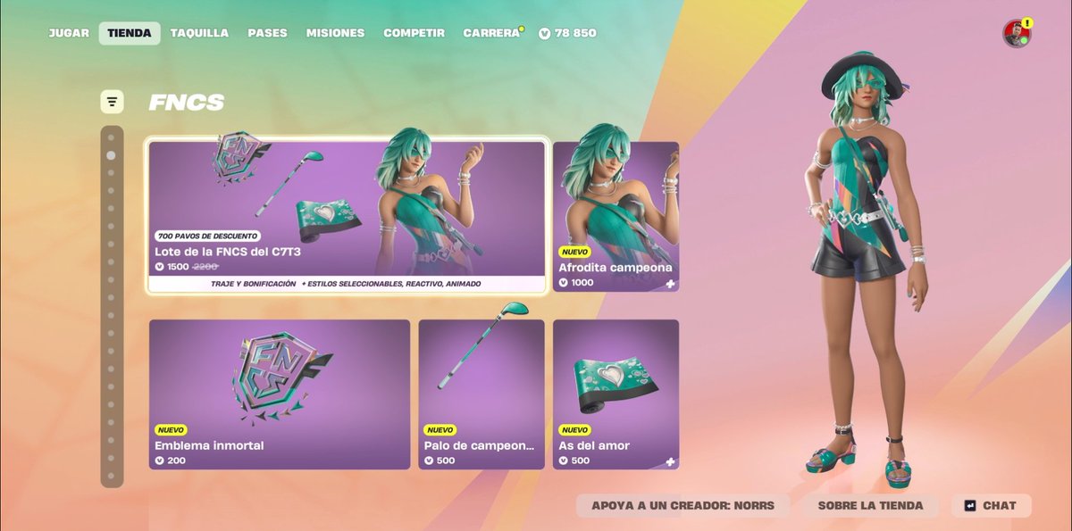 NorrsFortnite's tweet photo. Ya disponible la nueva skin de Afrodita Campeona y el nuevo Aston Martin Valhalla 007 y ha regresado Hulk ahora sí por fin! 🗣️

use code NORRS to support my daily content ♥ #epicpartner https://t.co/yr77NzUaON