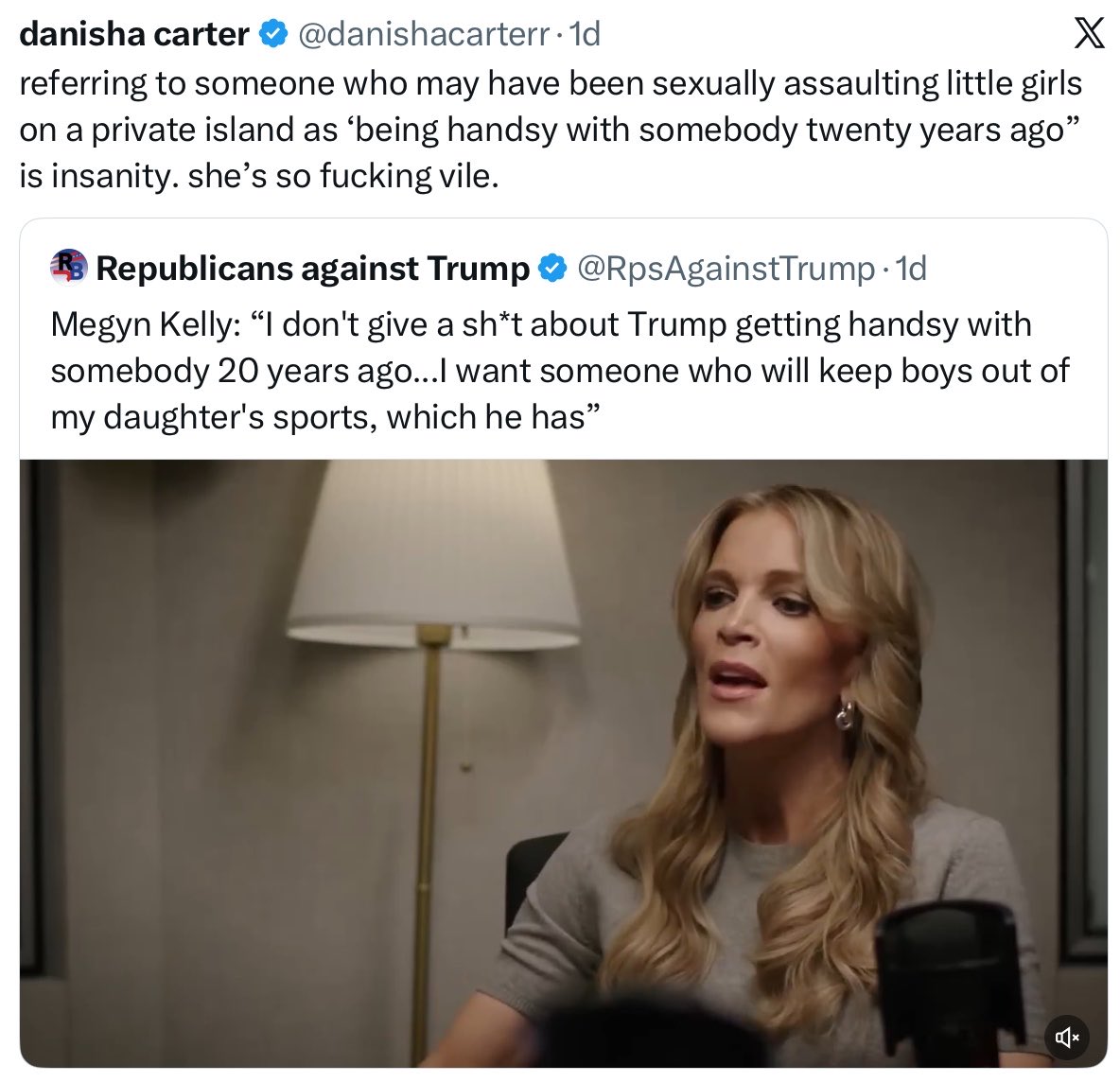 IntegrityCompa1's tweet photo. @JamesTate121 Yes she’s vile. She’s also a presstitute - an attention whore - a racist, bigoted, prob pedophile, shallow, disingenuous, arrogant, ignorant bitch w/out a heart, soul or moral compass who thinks she’s better than most bcz she’s a White privileged, blonde, faux Christian DEI hire. https://t.co/35IHne5joZ