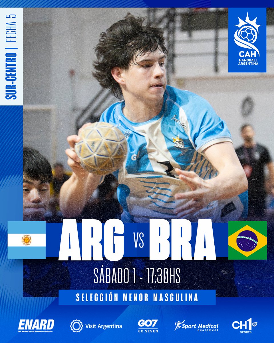 CAHandball's tweet photo. ¡JUEGA ARGENTINA! 🇦🇷⚔️

🏆 Sur-Centro Menores
🗓️ Fecha 5

👱🏼‍♂️🆚 Brasil 🇧🇷
⏰ 17:30hs

👩🏻🆚 Paraguay "A" 🇵🇾
⏰ 19:00hs

🏟️ Asunción, Paraguay 🇵🇾
📱💻 En vivo YouTube Handball SCA: https://t.co/wnuvgHjogK https://t.co/ngNdD1HVEu