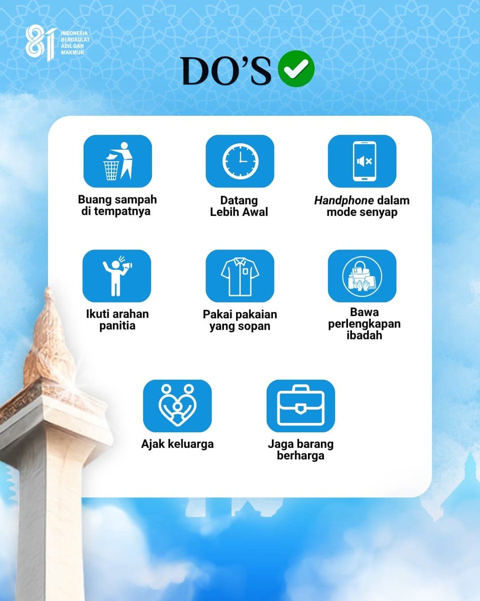 KemenkeuRI's tweet photo. Menyambut bulan kemerdekaan dan perayaan HUT ke-81 Republik Indonesia, sore ini akan diselenggarakan Zikir dan Doa Kebangsaan. Apa saja yang Temankeu perlu tahu? Cek infonya di bawah ini ya 👇 https://t.co/Al0lyOcxSu