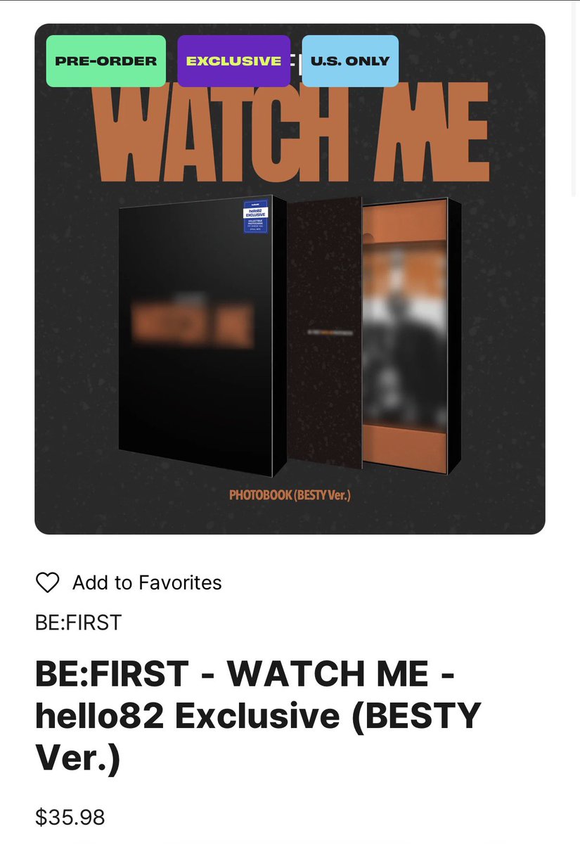 tweetingbesty's tweet photo. EP「WATCH ME」アメリカ限定CD販売の詳細出た！

・hello82 が販売、ビルボードのチャートに反映される
・アメリカ国内住所のみ
・転送業者を使用した場合は米国内購入者と認められない
▶️BESTY ver. $32 →フォトブック、ポスター、ステッカー、歌詞カードトレカフルセット付き
▶️コンパクト ver. （A/BC） $20.98 → CDジャケ写違いで3種?、歌詞カード、トレカフルセット付き

https://t.co/0tAmJvQCr6