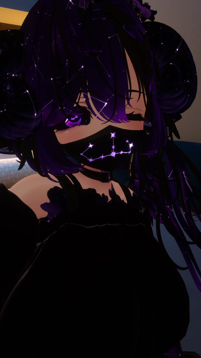Mercury_Skies_'s tweet photo. A friend gave me the idea to put a constellation cat face on my mask so here you go :333

#VRChatPhotography #Airi3D https://t.co/hmk7Wupxvr