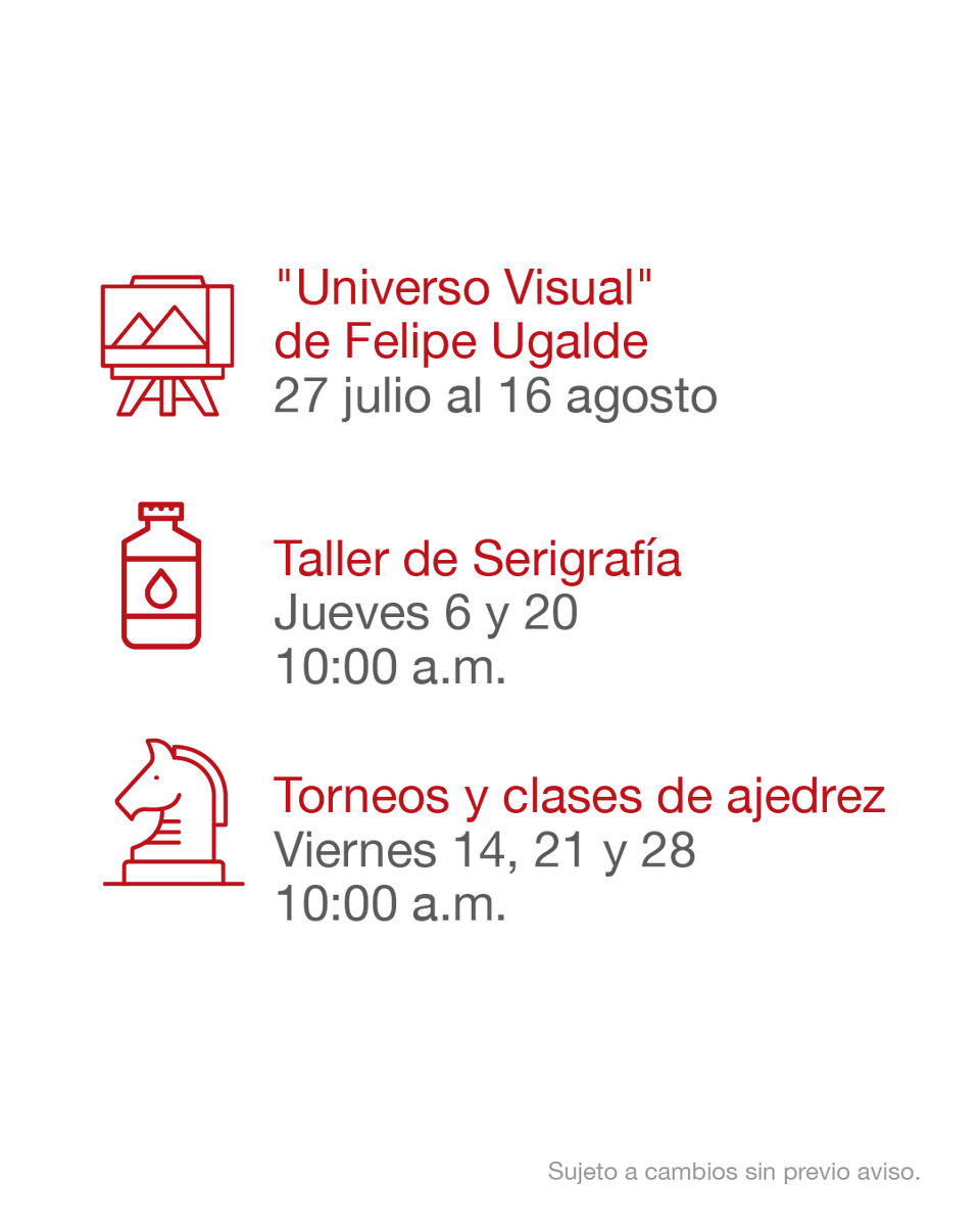 Suburbanos's tweet photo. No importa si estás de vacaciones o no, te esperamos en las diversas actividades que tendremos este mes en nuestro #CentroCultural en la #EstaciónBuenavista. #TrenSuburbano #ArteYCultura #EntradaGratuita

https://t.co/ZzoE9qflpt https://t.co/bjKKdOO0x7