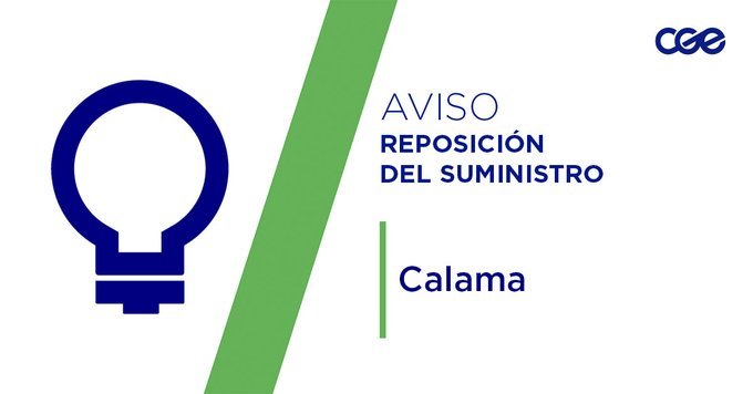 CGE_Clientes's tweet photo. Informamos a nuestros clientes de los sectores de Rupanco, Maipú, Vasco de Gama, Vasco de Gama, Alonso de Ercilla; en la comuna de #Calama, la normalización del servicio. Verifica tus automáticos, si continúas sin energía, comunícate con tu número de cliente a nuestros distintos canales de atención 📲 y te ayudaremos a solucionar el problema.