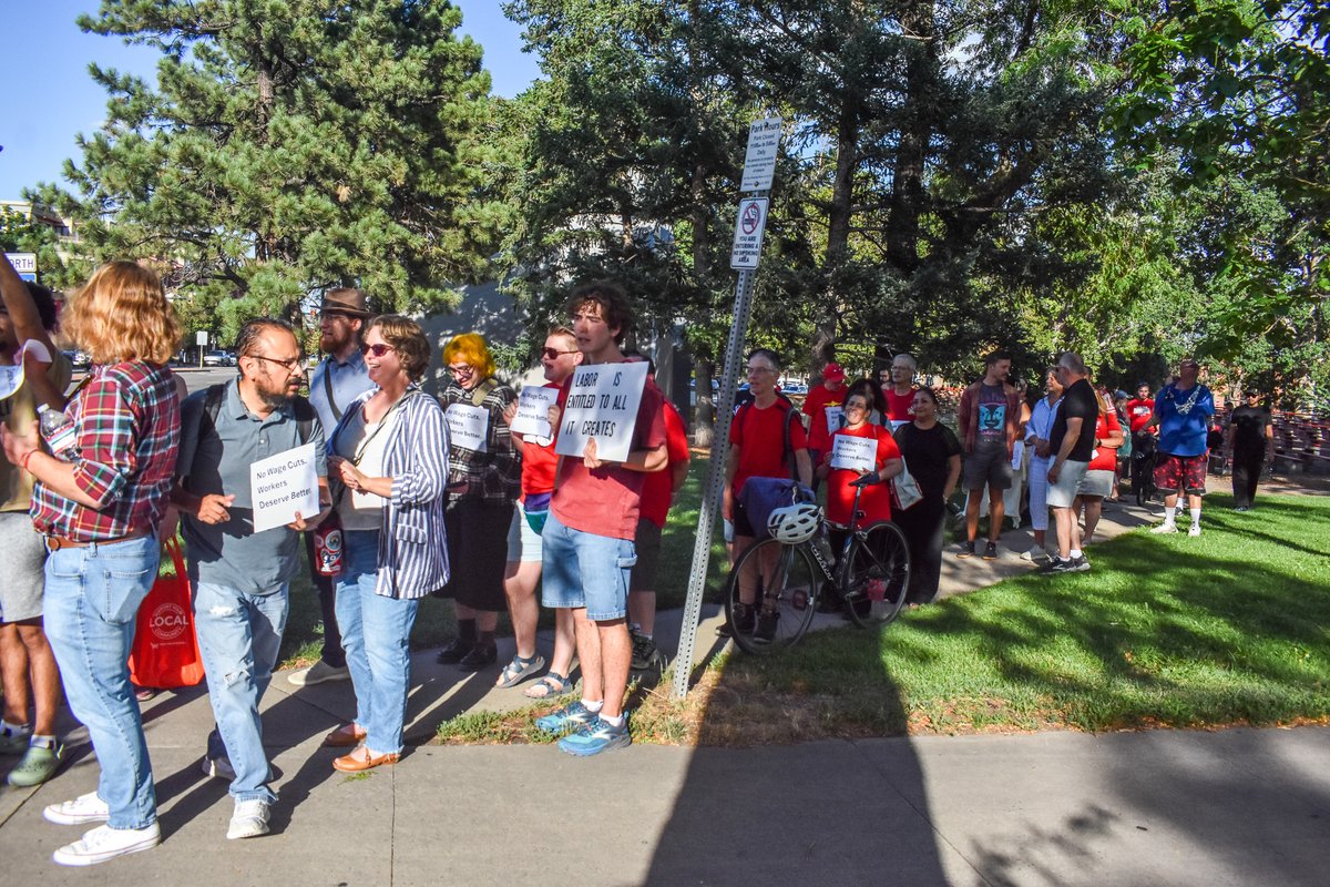 BoulderDSA's tweet photo. We rallied alongside our union siblings, labor advocates, workers fighting for a fair contract at the Boulderado, and others, and WE WON!

Boulder City Council failed to pass a motion to cut tipped wages. Starting Jan 1, the city's tipped minimum wage rises to $15.15, not down. https://t.co/nfRVyJ5Rg5