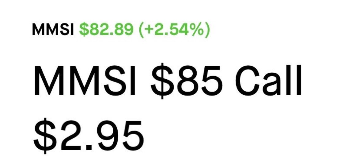 VultureTMgmt's tweet photo. $MMSI Premiums just exploded

0.60 to 2.95 wow https://t.co/GPDlEZimw2