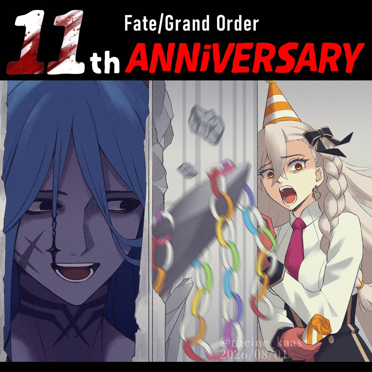 theine_kaas's tweet photo. メッセージフラッグ投稿してきた✌️
FGO11周年おめでとうございます！㊗️

アズライール周年鯖で実装してほしい
 #FGO #FGO11周年  #FGOカルデア学園祭  #FGO11周年メッセージ https://t.co/fhmOcD9dpf