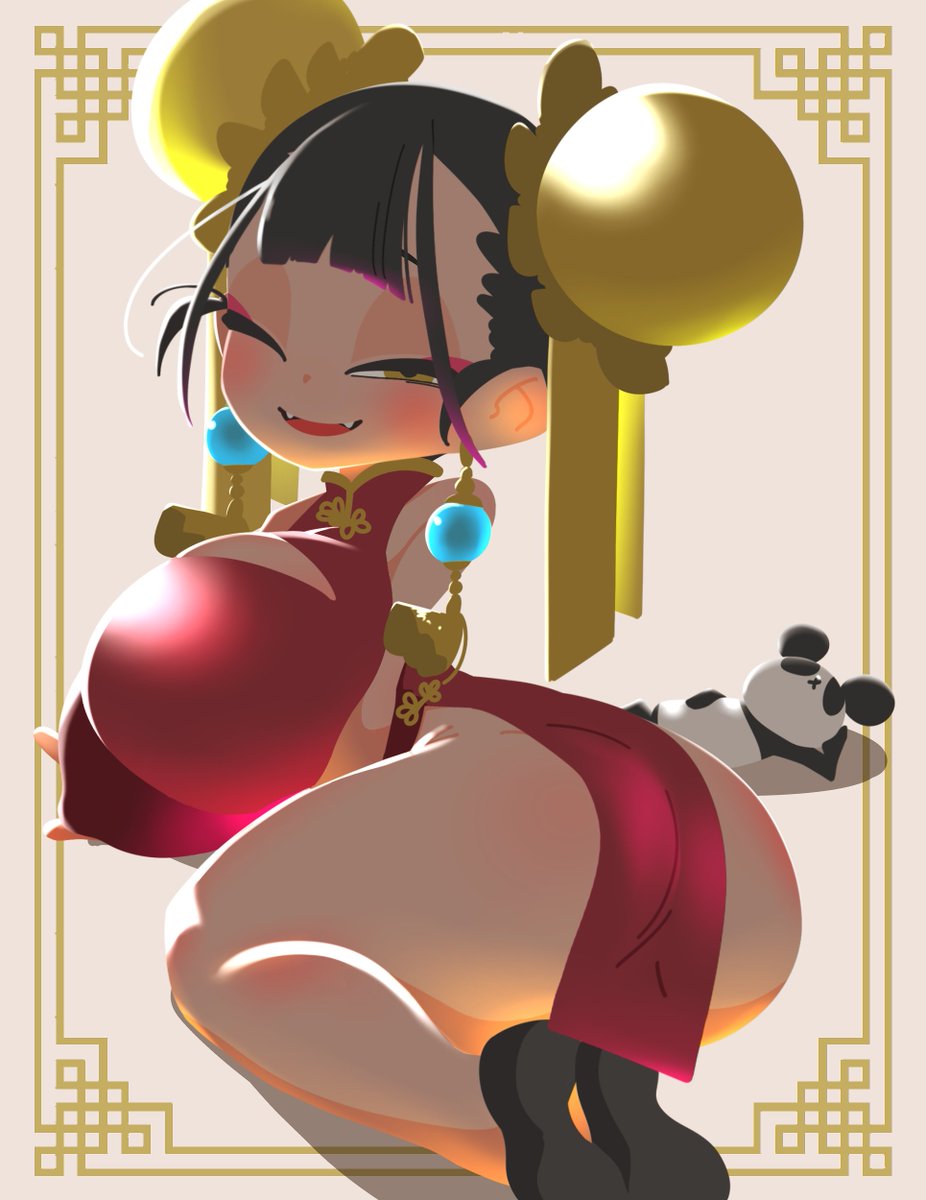 rakudaito_part3's tweet photo. リラックスラーメンガール＆パンダ
パンダお腹ポンポンgifの元絵 https://t.co/2XYP5KCsyY