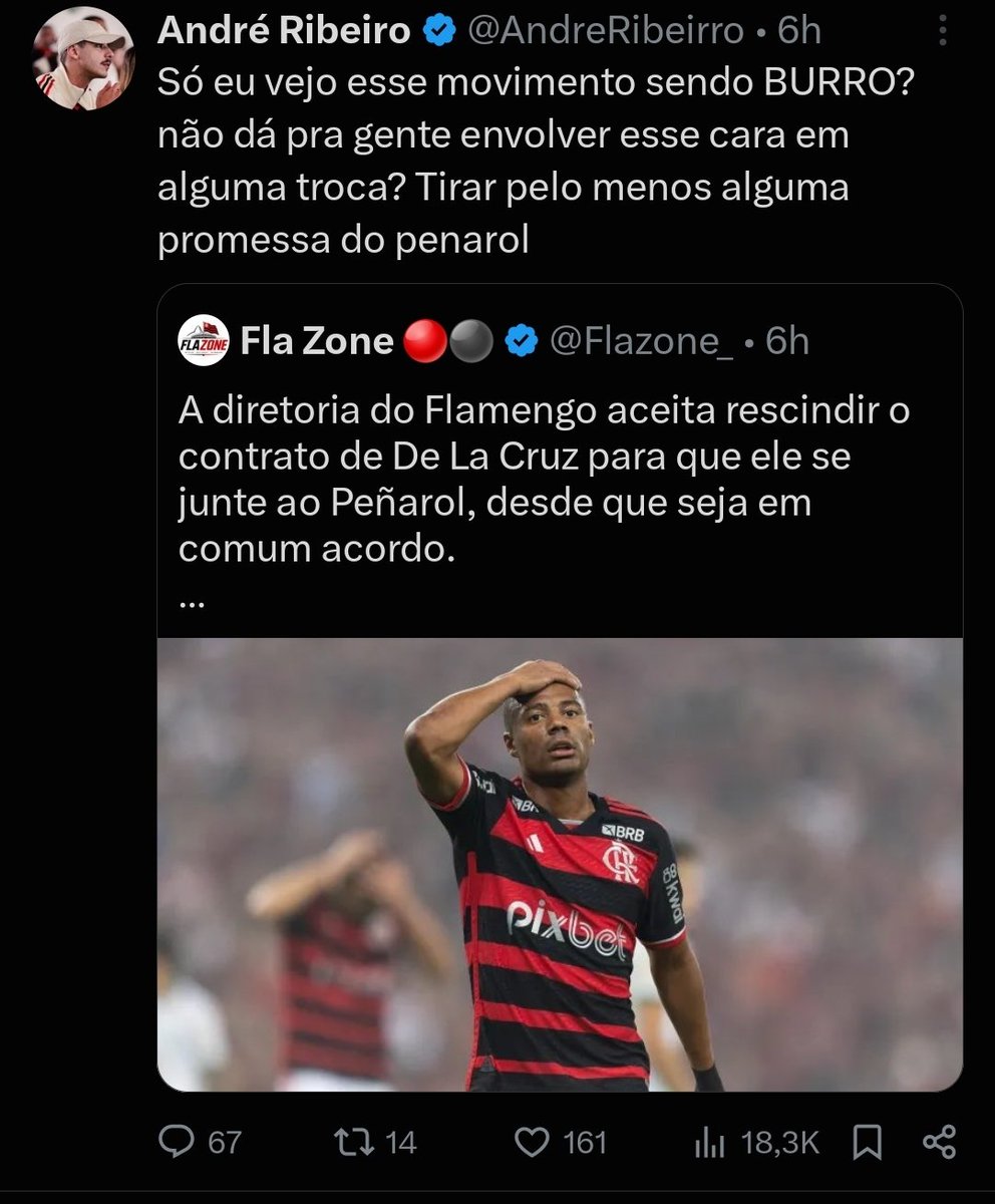 RikrdinhoTav's tweet photo. Pois é não existe ninguém do Pañarol q possa reforçar o @flamengo @BapLuizEduardo que scout e esse? Alguma promessa, um zagueiro um volante? @maurocezar @opilhado @simpraisa @PapaRubroNegro @venecasagrande . Boto tá me decepcionando . Renova com jogadores velhos e sem itensidade. https://t.co/f7qSCwgdpK