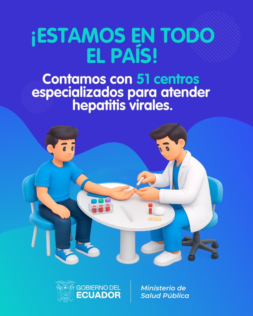 Salud_Ec's tweet photo. ✅ Consolidamos una Red Nacional con 51 puntos especializados para el diagnóstico y seguimiento de hepatitis virales 🏥😉. ¡No importa dónde estés, el Ministerio de Salud Pública está listo para cuidarte con personal capacitado y servicios gratuitos! https://t.co/0HSyvKUt7Y