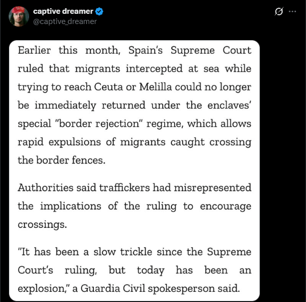 Mcn_xd's tweet photo. Whoah, a White country had a really bad Supreme Court ruling on immigration? Clearly it deserves to be destroyed by infinity Third Worlders!

Oh wait, you're talking about Spain... https://t.co/SxCTfSDZPP