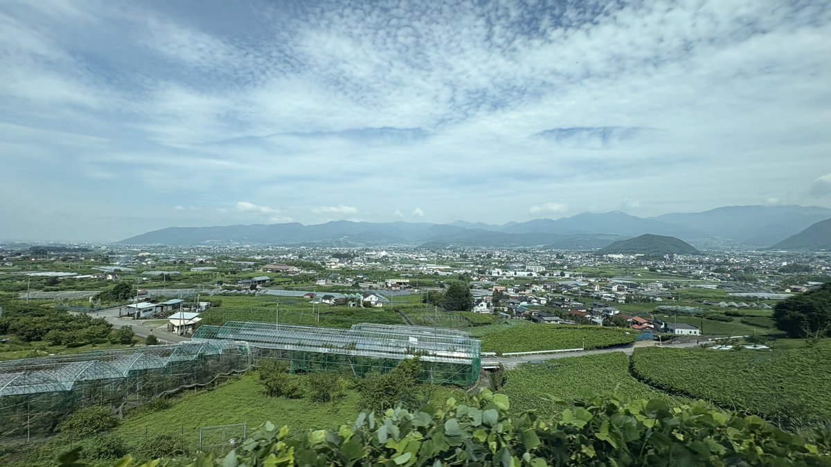 ka_mo_meal's tweet photo. 甲府盆地とぶどう栽培のビニールハウス https://t.co/1aJ7rkU7pN