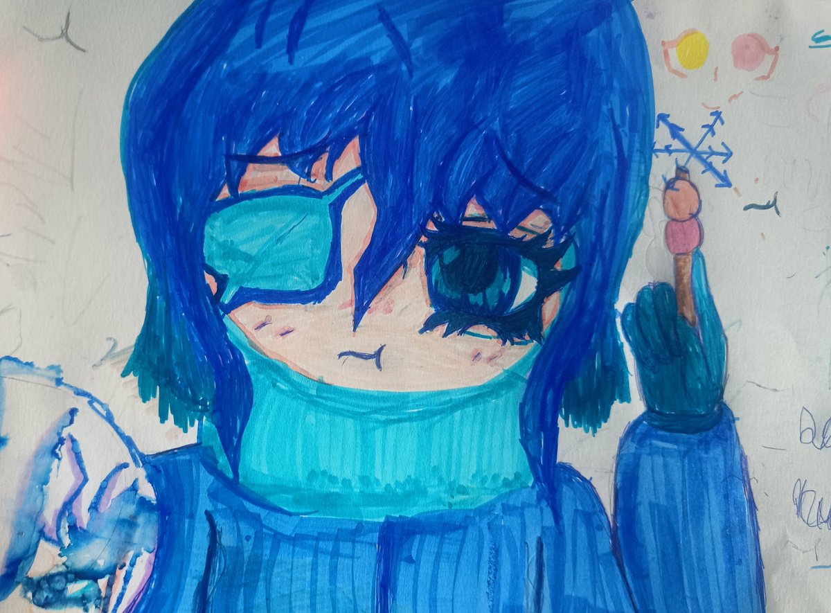 nightmareartx's tweet photo. El dibujo que me dio mi hermanita/lo que le dí ✨💙 #redraw #illustration #animegirl #ocs https://t.co/oJFFsFyyy3
