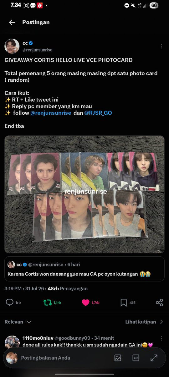 AkukerenY98167's tweet photo. @renjunsunrise @RJSR_GO DONEE ALL RULES KAKAKKK, hopefully bisa dapet pisi juju:3 tysm udah adain ga ini and congrats 4 cortis n coer!!! YAHAAYYY https://t.co/WY0DpAmgfd