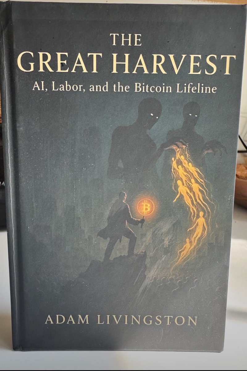 Grandcasboy's tweet photo. The Great Harvest hardcover is BEAUTIFUL.

In a world where Al dissolves your value, this book reveals the only lifeline that cannot be simulated.

As the machines harvest your mind and hollow your worth, The Great Harvest shows the only truth that survives the coming erasure. https://t.co/e3YGuA50rL