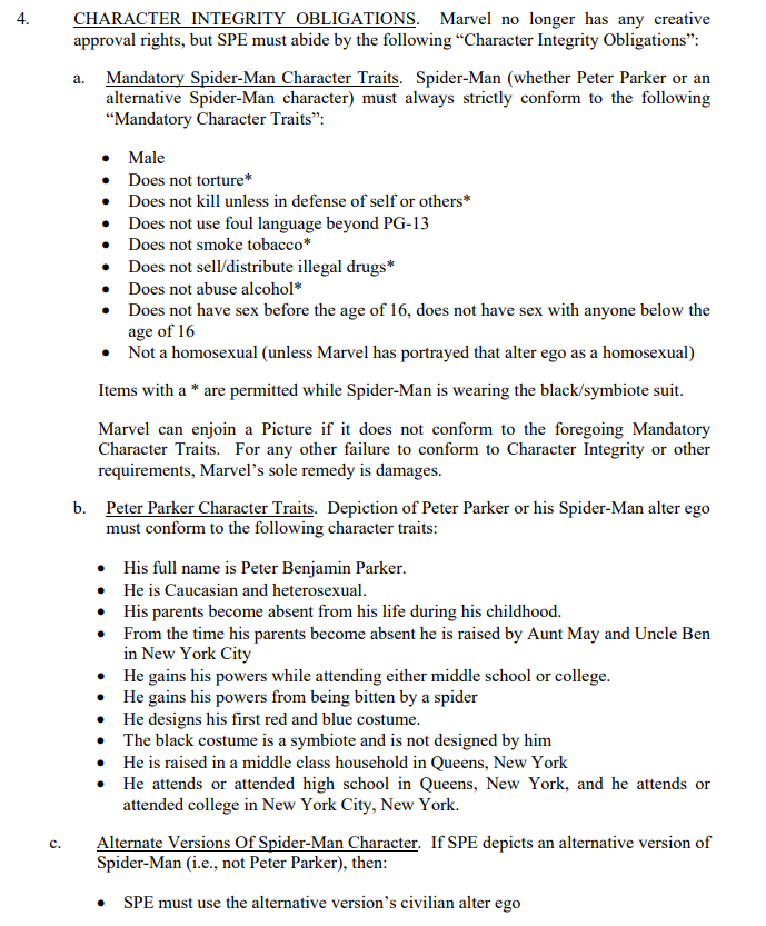 JohnTurles's tweet photo. @TheBoodogan @heavyspoilers These are the rules, FROM MARVEL, for how Spider-Man must be portrayed btw. https://t.co/DTd6E8DBte
