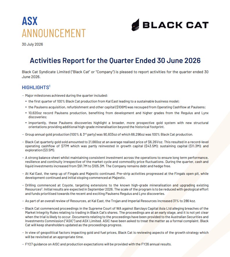 ASX_invest's tweet photo. #BC8.ASX Not shabby #gold chart is primed
• ~20koz gold produced
• A$77.2m operating cash flow
• A$105.3m liquidity https://t.co/gmUJL6MxWO