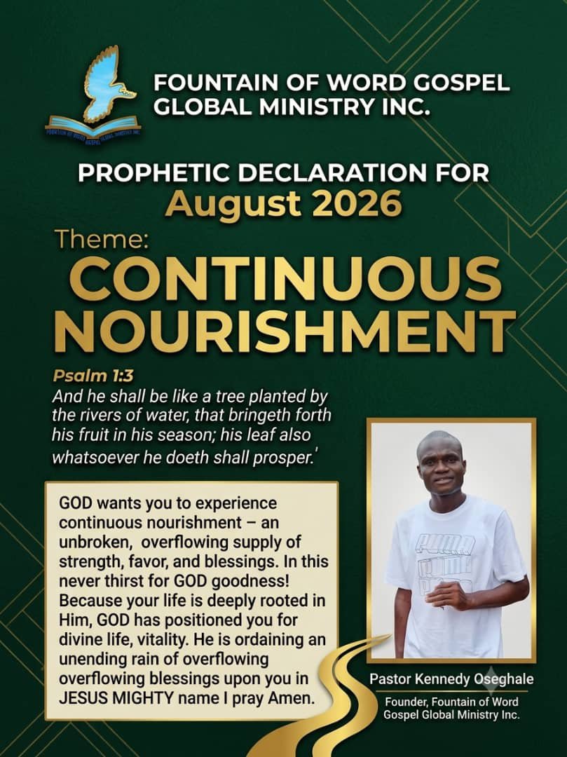FountainGlobal's tweet photo. PROPHETIC DECLARATION FOR THE MONTH OF AUGUST 🗓️✨

Theme: CONTINUOUS NOURISHMENT

God wants you to experience continuous nourishment—an unbroken, overflowing supply of strength, favor, and blessings.
A thread for your new month 👇🧵 https://t.co/x30XAf41Ws
