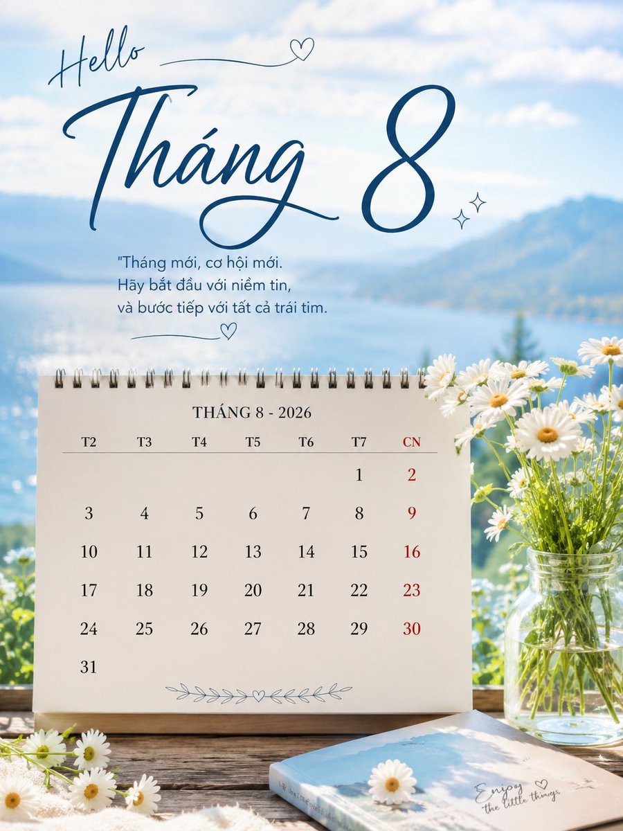 hni_hatrang's tweet photo. Chào tháng 8 — tháng của hy vọng, kiên trì và những điều tốt đẹp đang chờ phía trước. https://t.co/JOeRtxnTki