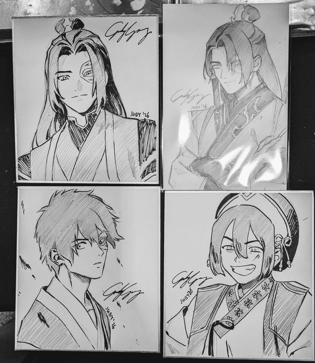 CutTimeComic's tweet photo. A bunch of simple sketch commissions at anirevo! They were so prepared and brought their own shikishi and utensils I honestly couldn't say no 😂 https://t.co/G2ZCxaioMG
