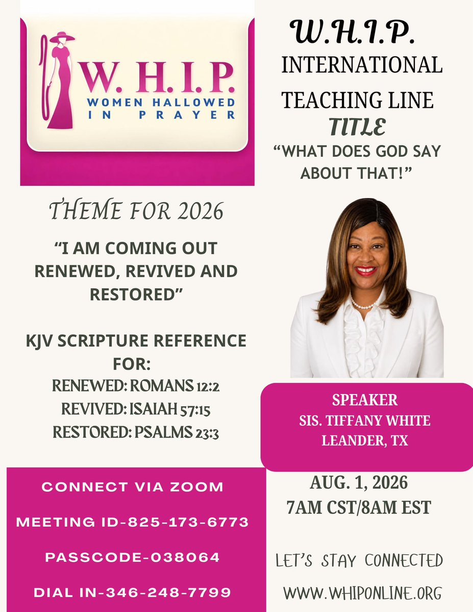 TiffHolmesWhite's tweet photo. Ladies! Looking forward to W.H.I.P., please pray, set your alarm and support! #TagAFriend #WomenHallowedInPrayer๐ https://t.co/8RSjezziaH