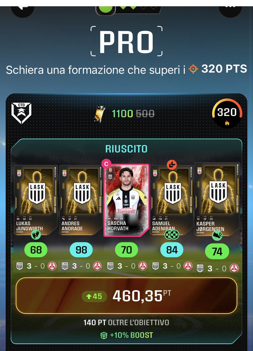 DottorLeaf86's tweet photo. Peccato aver fatto questo punteggio solo al primo step… inizio a crederci💪🏻
@Sorare #sorareitalia #sorare https://t.co/aPxd1oTmbR