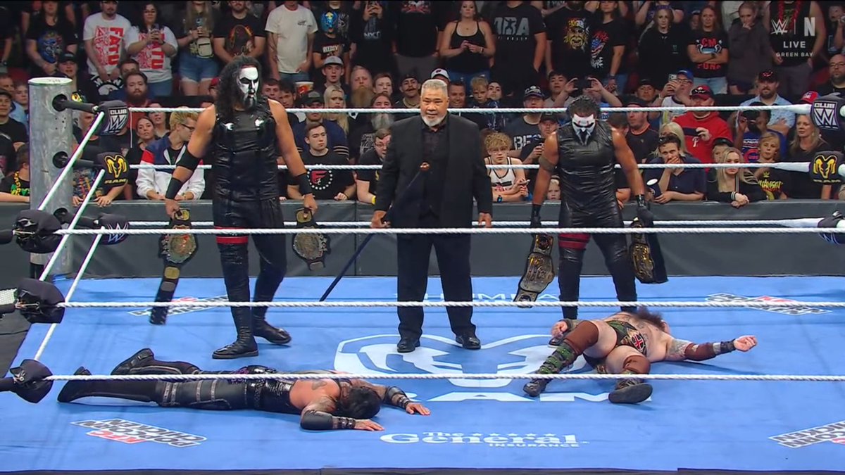 EliteClubS0B's tweet photo. THE MFT, WITH HAKU BY THEIR SIDE, JUST DESTROYED WEPA UP AND THE WAR RAIDERS.

HAKU HAS OFFICIALLY JOINED THE MFT 🔥

#SmackDown https://t.co/qmW1qefGPU