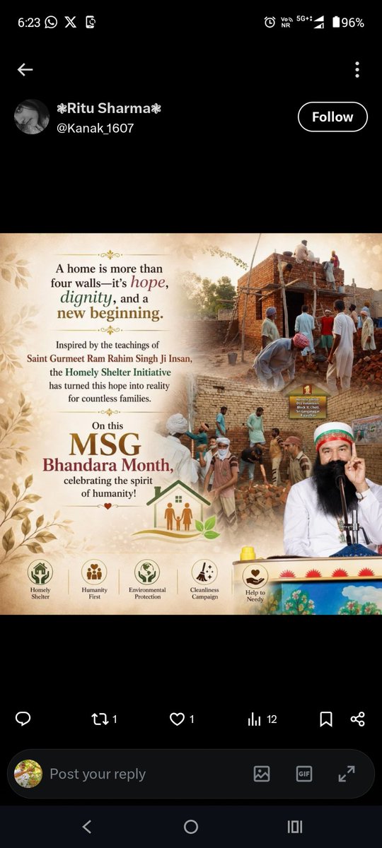 RajKuma38450614's tweet photo. MSG Bhandara माह की सारी साध संगत को बहुत बहुत बधाई हो,
 Saint Gurmeet Ram Rahim Ji का पवित्र माह अनेक मानवता भलाई के कार्यों और नि:स्वार्थ सेवा के साथ मनाया जाता है। सतगुरू जी से प्रार्थना हैं कि यह पावन महीना सभी के जीवन में शांति, खुशियॉं और परमानंद लेकर आए।
#AuspiciousAugust https://t.co/w2Mz9y7D8P
