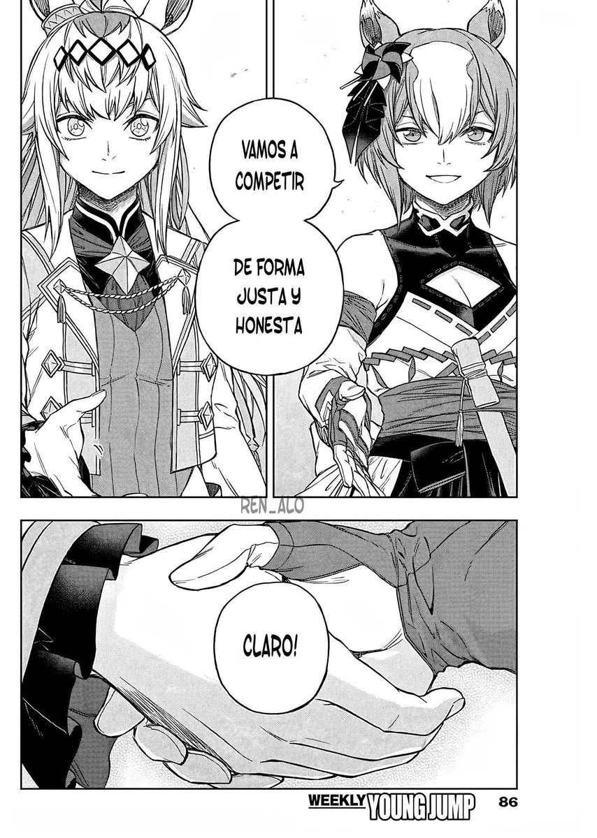 MakishimaSh0ug0's tweet photo. Uma Musume CinGray Cap 205

Caricia al alma ver a una Oguri resiliente felicitando a Muteki por haberle ganado, liberándola del peso que cargaba (no en el sentido literal que piensa Oguri) por haber derrocado su imagen, y culminando en un apretón de manos en igualdad y respeto https://t.co/tzzhZwihlq