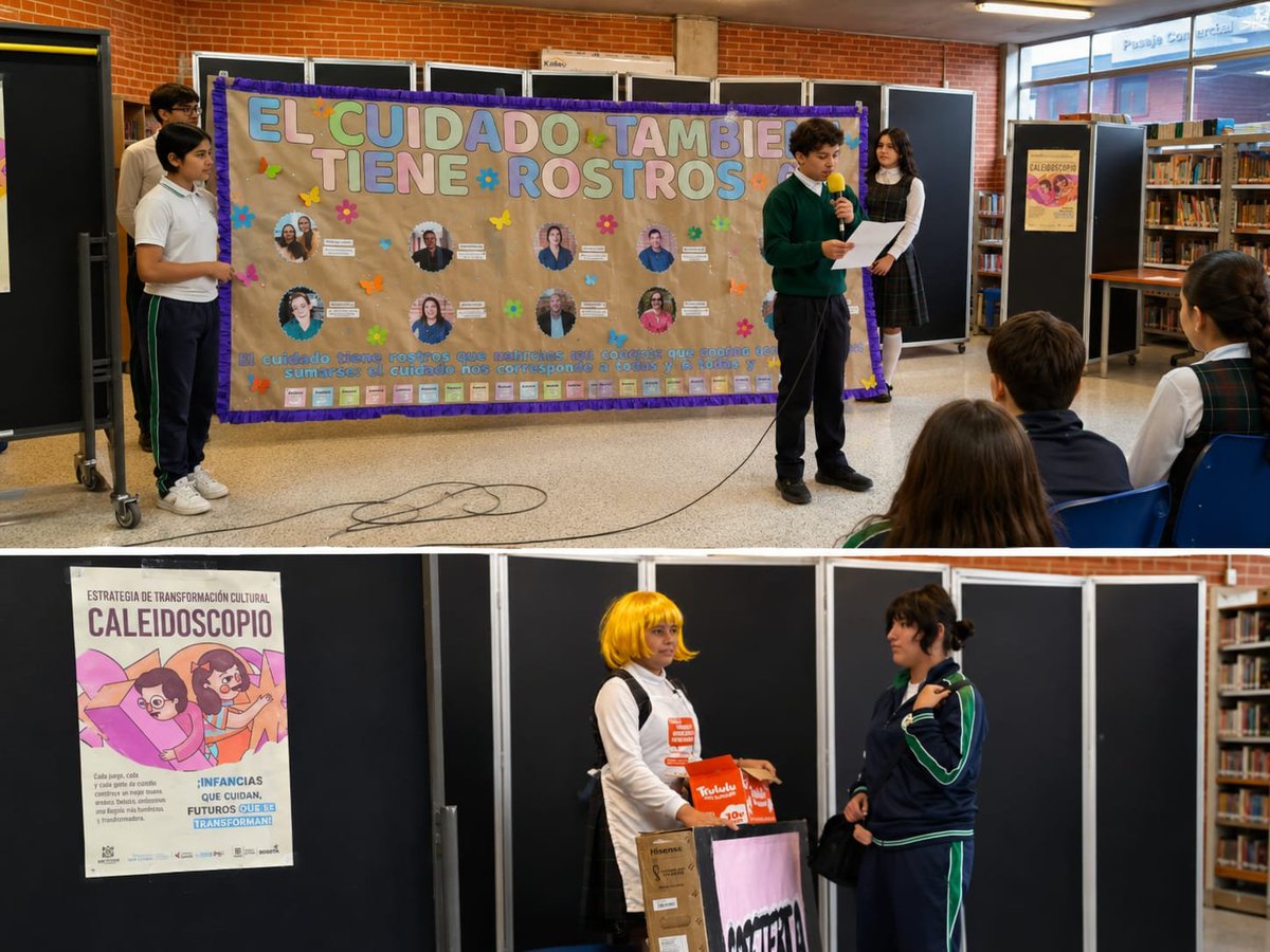 secredistmujer's tweet photo. La transformación cultural es una semilla que crece cuando las reflexiones se convierten en acciones. Después de más de 15 sesiones de Caleidoscopio, estudiantes de servicio social del Colegio Francisco de Paula Santander crearon la obra Homenaje al cuidado. 🧵 https://t.co/NcWx5dC0by