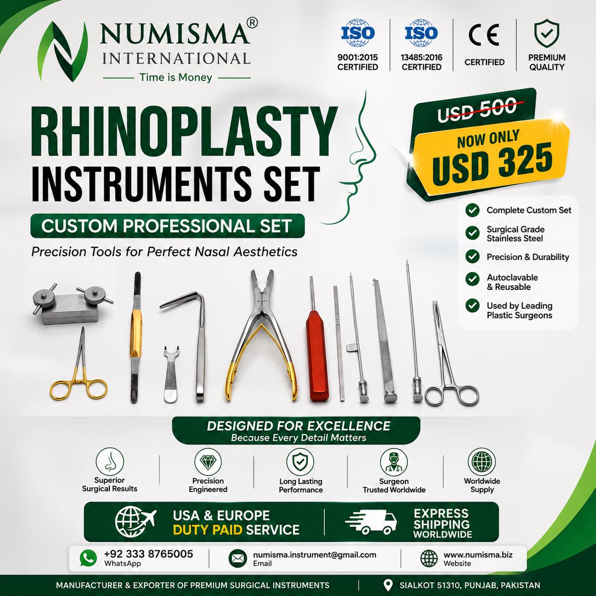 numismainst's tweet photo. ✅ Custom Rhinoplasty Instrument Set
✅ Surgical Grade Stainless Steel
✅ Precision Engineered
✅ Reusable &amp; Autoclavable
🚚 USA &amp; Europe Duty Paid Express Shipping

📩 DM or WhatsApp for OEM manufacturing, wholesale pricing,

#Rhinoplasty #PlasticSurgery #SurgicalInstruments https://t.co/7kAWblHOOh