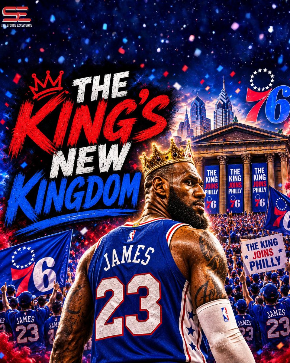 TheStoogeExp's tweet photo. 🚨 LeBron James is officially a Philadelphia 76er 🏀
We break down what it means for the Sixers, East, and the NBA title race.
 Zach’s moving stoogery, Twitter stoogery, and Nick’s “visionary or unhinged” corporate culture idea.
Did Philly just become the team to beat?  #Sixers https://t.co/pcTsF2gBAS