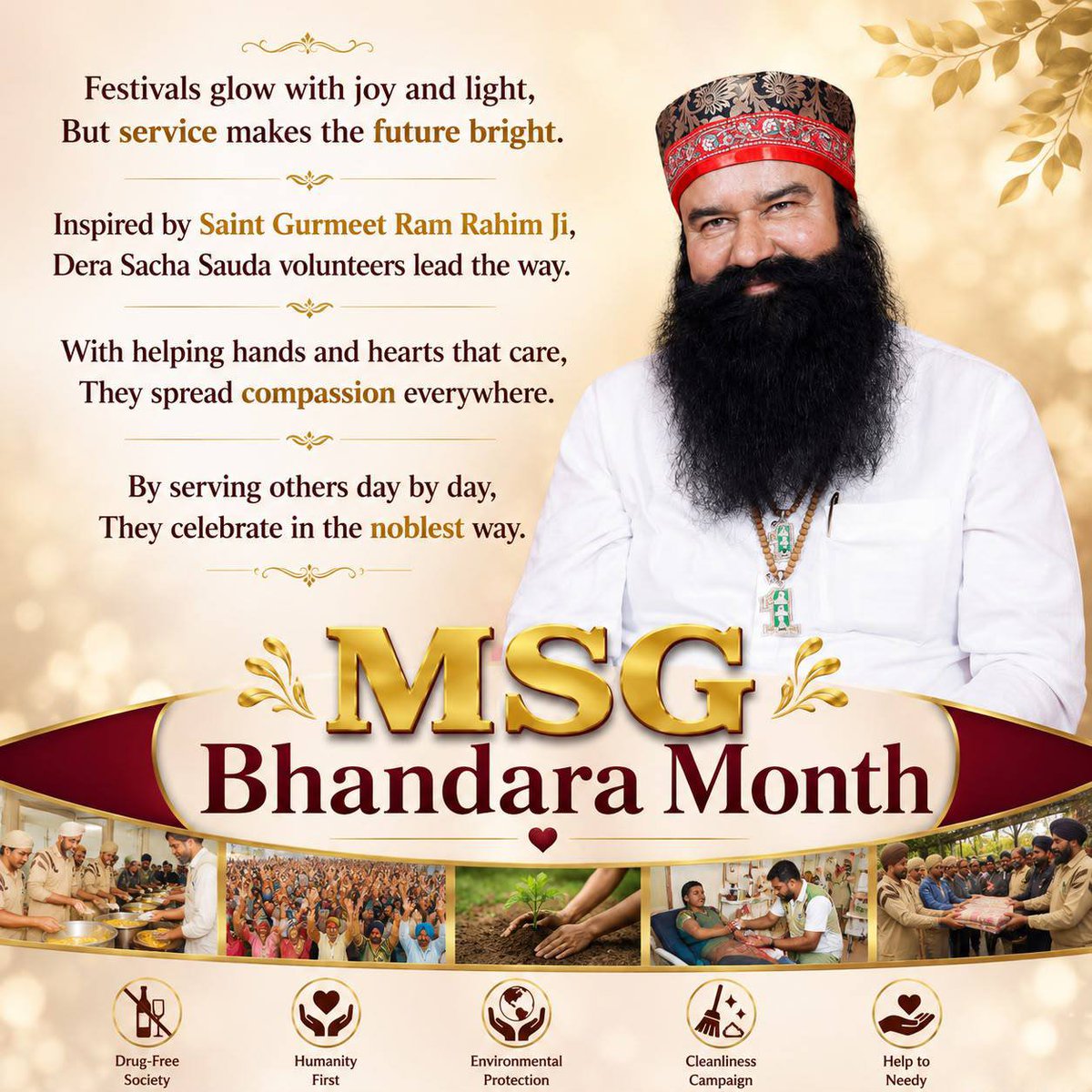 SahilArora739's tweet photo. Heartfelt congratulations to the entire cosmos on the occasion of Incarnation Month of Saint Gurmeet Ram Rahim Ji. With hearts full of gratitude, lacs of people perform welfare activities and celebrate the holy month with divine festivals.#AuspiciousAugust https://t.co/72w81WhxBI