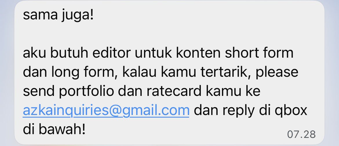 sulipanss's tweet photo. In this economy seorang Azka Adziman membuka loker! Gass apply guys para editor handal 🤩 https://t.co/kwy1DlgFjh