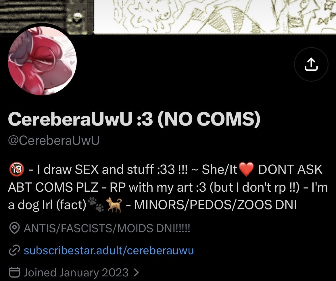 nooknookus's tweet photo. I find it so strange that this artist has “ZOOS DNI” but has posted straight up feral dog porn. Like you aren’t absolved for your sins just cus you don’t like the community https://t.co/hqh1eNTaKO
